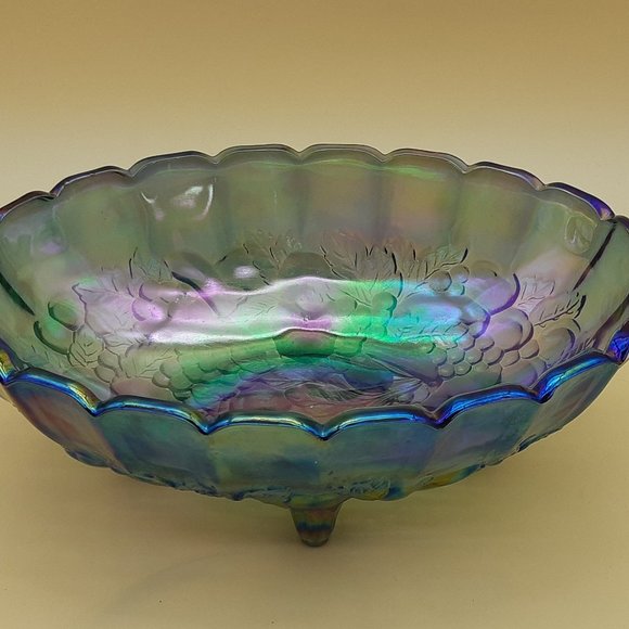 Indiana Glass Company Blue Carnival Serving Bowl - Picture 1 of 11
